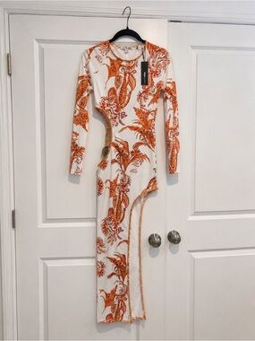 floral ruched midi dress Anne Klein Side Ruched Mesh Midi Dress